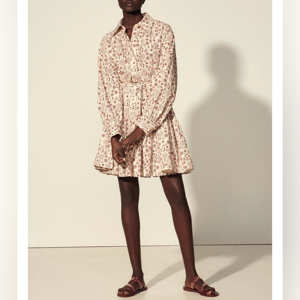 Sandro Flared and printed shirt dress, new with tags